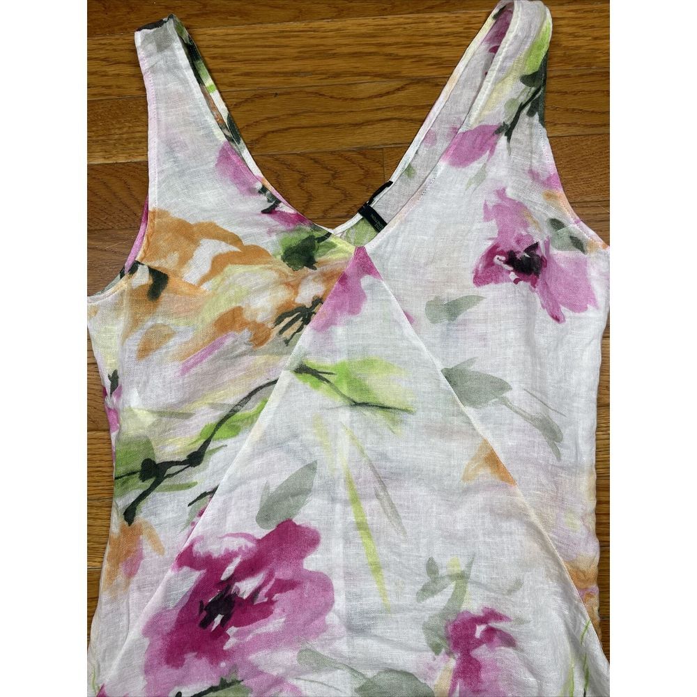 Stile Benetton Made In Italy Linen And Cotton Floral Dress Beach Coverup Size M - Picture 2 of 10